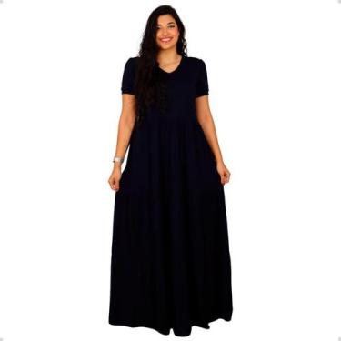 Imagem de Vestido Longo Plus Size Três Marias Bata De Babados Manga Curta Soltin
