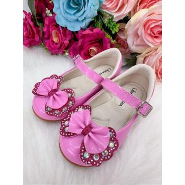 Imagem de Sapatilha Flor Di Mila Baby Rosa Chiclete com Pink Lacinho e Strass, H
