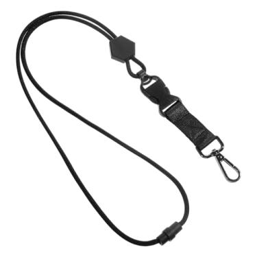 Imagem de Cordão preto Breakaway, cordões de 60 cm para crachás de identificação e chaves, cordão destacável com gancho de metal para porta-crachá de cartão de identificação