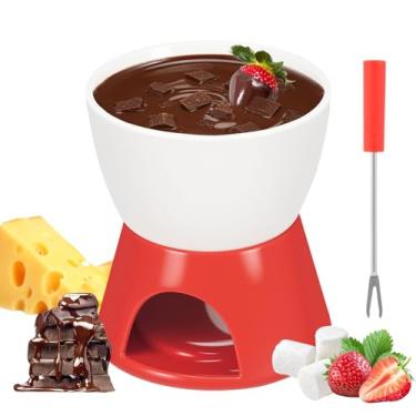 Imagem de Caneca de fondue de chocolate, caneca de chocolate derretido, conjunto de fondue de chocolate de cerâmica de 300 ml, mini pote de derretimento, canecas de fondues pessoais, pote de derretimento para