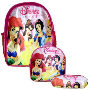 Imagem de Kit Mochila Escolar Infantil Princesas Grande Costa Passeio - Toys 2U