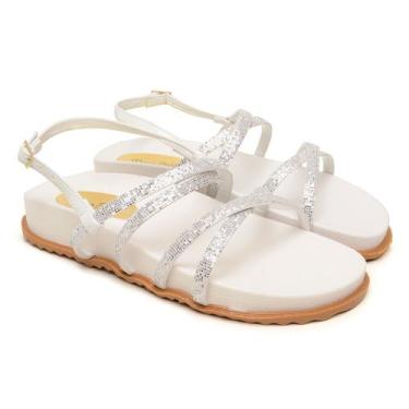 Imagem de Papete Rasteirinha Sandalia  Branca  Slide Adulto Menina Moda Blogueir
