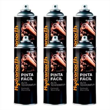 Imagem de Spray Pinta Fácil Hydronorth Alta Temperatura - Alumínio Kit C/ 6