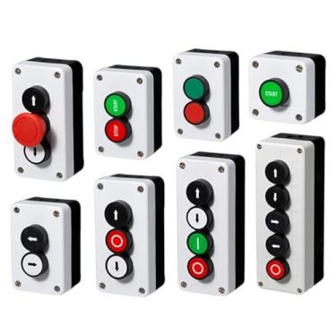 Imagem de KKFAUS Interruptor de botão à prova d'água Start Stop autovedante caixa de controle de mão industrial com símbolo de seta (2 - e 0)