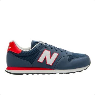 Imagem de Tênis Casual Masculino New Balance 500v2 Azul, Marinho, Vermelho, 38