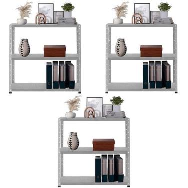 Imagem de 3 Estante Para Sala Almoxarifado Escritório Estoque Cozinha Com 3 Band