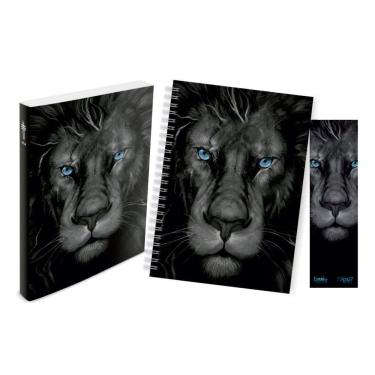 Imagem de Kit Leão Grafite - Bíblia Brochura NTLH + Caderno + Marca Página