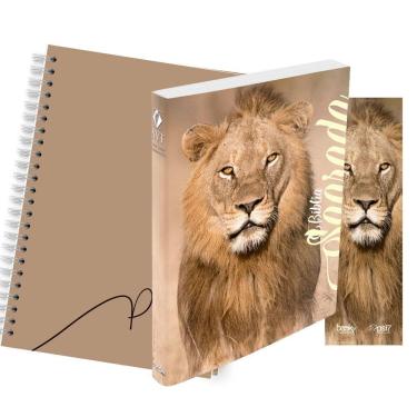 Imagem de Kit Leão no Campo de Trigo - Planner Capa Lisa + Bíblia Brochura NVT + Marca Página