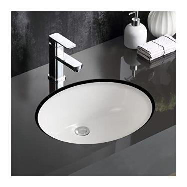 Imagem de pcagfaajmh Pia de vaso de banheiro instalação embutida branco oval porcelana cerâmica vaso de banheiro pia lavatório arte lavatório pia banheiro pia cerâmica pequena tigela (tamanho: 38 cm ()