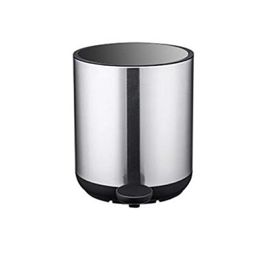 Imagem de pcagfaajmh Caixote do lixo caixote do lixo aço inoxidável balde de armazenamento impermeável banheiro lavabo cozinha escritório pedal tampa cesto de lixo caixote do lixo (cor: branco) (prata)