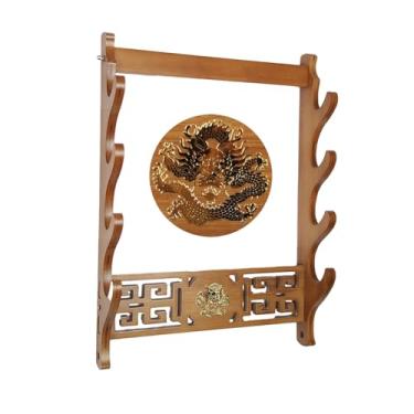 Imagem de Suporte de parede para exibição de espada, suporte Katana com decorações de dragão/tai chi/ba gua, suporte de arma de espadas samurai para casa/escritório (estilo 3tai chi 3 níveis) (estilo 2dragon