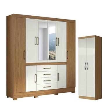Imagem de Guarda Roupa Casal Nápole 2045149 e Armário Multiuso New 2000192 Atacama Off White - Aramóveis