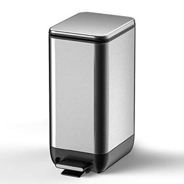 Imagem de Caixotes de lixo de cozinha mãos livres lixeira doméstica pedal de aço inoxidável lata de lixo pedal de grande capacidade lixeira de 6 litros/3,1 galões lata de lixo de cozinha (prata)