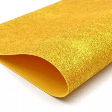 Imagem de EVA Glitter Ouro 40x60cm, Pacote com 5 Folhas, 2mm de Espessura, Material Flexível para Artesanato e Decoração Escolar