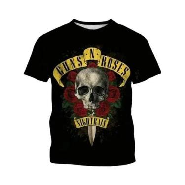 Imagem de Camiseta Masculina Oversized Vintage Guns N Roses Com Estampa 3D, Gola
