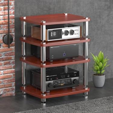 Imagem de Rack de áudio HiFi moderno, suporte de mídia Av, rack de armazenamento Au Dio, prateleiras de jogos, gabinete de console de mídia, suporte de TV, pequeno componente Av, suporte de entretenimento