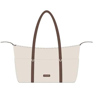 Imagem de LOVEVOOK Sacola feminina, bolsa de trabalho, bolsa de ombro de viagem com zíper para professores, enfermeiras, academia, Bege-marrom, 15.6 inch-Small, Bolsa