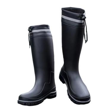 Imagem de Ovyuzhen Botas de chuva masculinas até o joelho, impermeáveis, para jardim, sapatos de borracha com PVC confortável, leve, resistente e durável, antiderrapante para jardinagem, pesca, agricultura