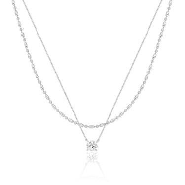 Imagem de OZEL JEWELRY & GIFT Colares de ouro em camadas para mulheres - Colar com pingente de corte delicado colorido de cristal - banhado a ouro 18K - Presentes de aniversário (feito na Coreia), 16inch