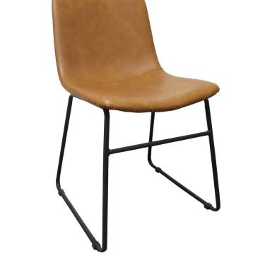 Imagem de Cadeira para Sala de Jantar Estofada em Couro Oxford Vintage Caramelo