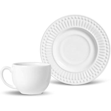 Imagem de Xícara de Chá com Pires Roma Branco 161ml Porto Brasil