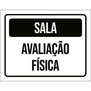 Imagem de Kit 5 Placas Sinalização - Sala Avaliação Física Preta - Sinalizo