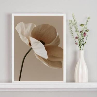 Imagem de Quadro Decorativo Nuances Bege - Flor Única 45X34Cm - Vidro