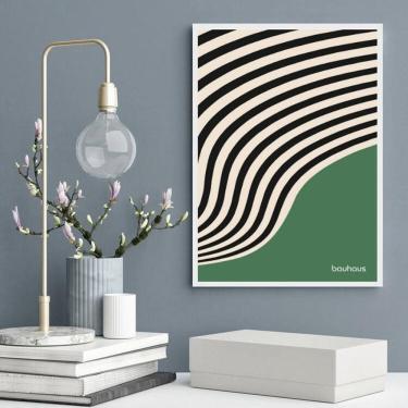 Imagem de Quadro Bauhaus Green Poster - Curved Sinuosity 45X34Cm Vidro