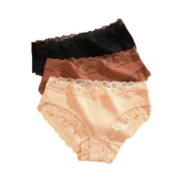 Imagem de Conjunto De Calcinhas De Algodão Com Renda Sexy Para Mulheres, Floral,