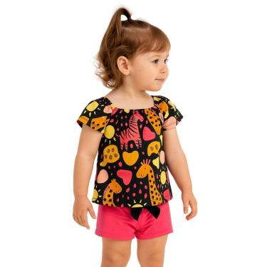 Imagem de Conjunto Bebê Infantil Menina Blusa e Shorts Algodão Kyly-Feminino