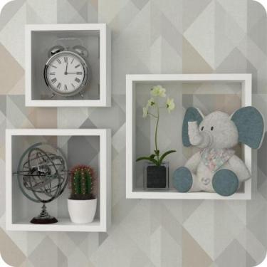 Imagem de 3 Nichos Para Quarto De Bebê Infantil Parede Branco - MetalCromo