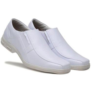 Imagem de Sapato Masculino Comfort Fly Branco Bico Quadrado 80002, 42, Branco