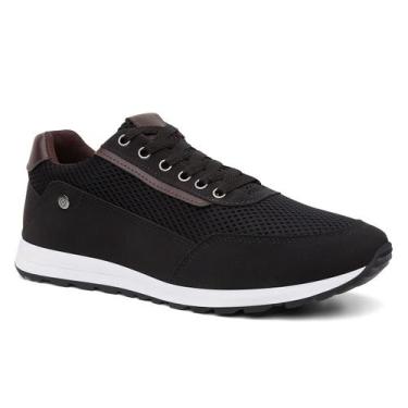 Imagem de Sapatênis Preto Jogging Masculino SapatoWay Casual, 42, Preto