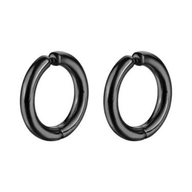 Imagem de Brincos De Argola Falsos Unissex Clássicos Punk Em Aço Inoxidável Com 