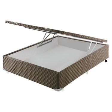 Imagem de Base para Cama Box Casal com Baú 138x188cm Suede Marrom Cristalflex