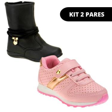 Imagem de Bota Menina e Sapato Infantil - KIT 2 PARES Tam 20 ao 34 - Sapatinhos.
