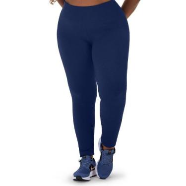 Imagem de Calça Legging Fitness Plus Size sem Costura Jacquard Colmeia Marinho Z