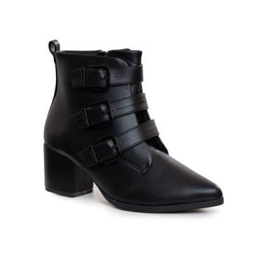 Imagem de Bota Cano Curto Detalhe Fivelas - Vizzano, Preto, 35