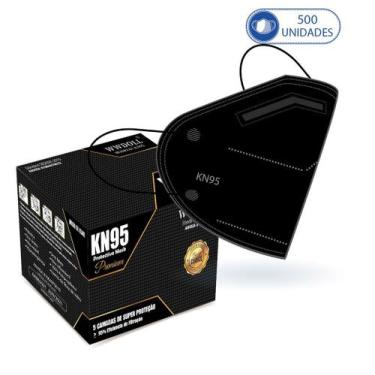 Imagem de Kit 500 Máscaras Descartáveis KN95 Premium WWDoll Cinco Camadas Preta 