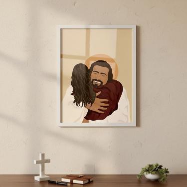 Imagem de Quadro Decorativo Abraço de Jesus  - 70x50cm