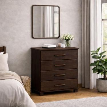 Imagem de Cômoda Madeira Maciça 4 Gavetas Quarto Gaveteiro Roupas Boho - LaCasaM