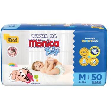 Imagem de Fralda Infantil Turma da Mônica Baby Mega Tamanho M 50 Fraldas Descart