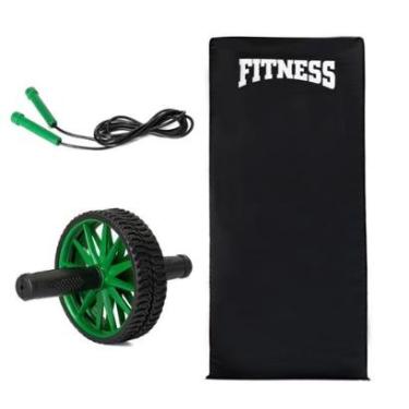 Imagem de Kit Corda Pular Colchonete Roda Abdominal Fitness Academia Profissional-Unissex