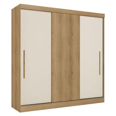 Imagem de Guarda Roupa Casal Vision 3 Portas Capuccino Cacau Off White Flex Acetinado - THB