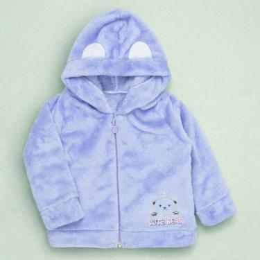 Imagem de Blusa Fleece Aveludado para Bebê Menina com Capuz Orelinha Cor:lilasTa