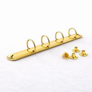 Imagem de Kit 10 Garras para Fichário A4 Dourada com 4 Argolas Tipo D Encadernaç