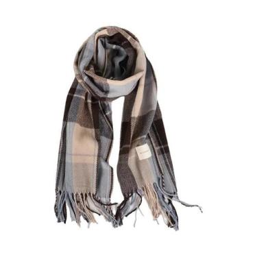 Imagem de Cachecol Feminino De Inverno Quente Em Cashmere Xadrez Pashmina Foular