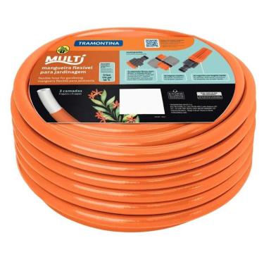 Imagem de Mangueira para Jardim Multi 1-2 Laranja 30 Metros com Esguicho Regulável e Engates Rápidos Tramontina