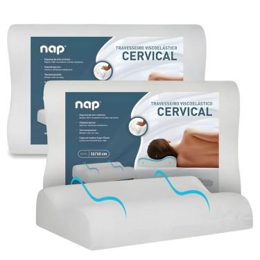 Imagem de Kit 2 Travesseiros Comfort Cervical 48x68CM Ortopédico Viscoelástico Altura 12-14CM Ant...