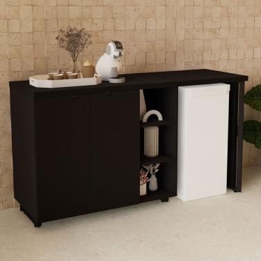 Imagem de Aparador Frigobar de Embutir Direito com Armário 2 Portas Pés em Metal Corporate Preto